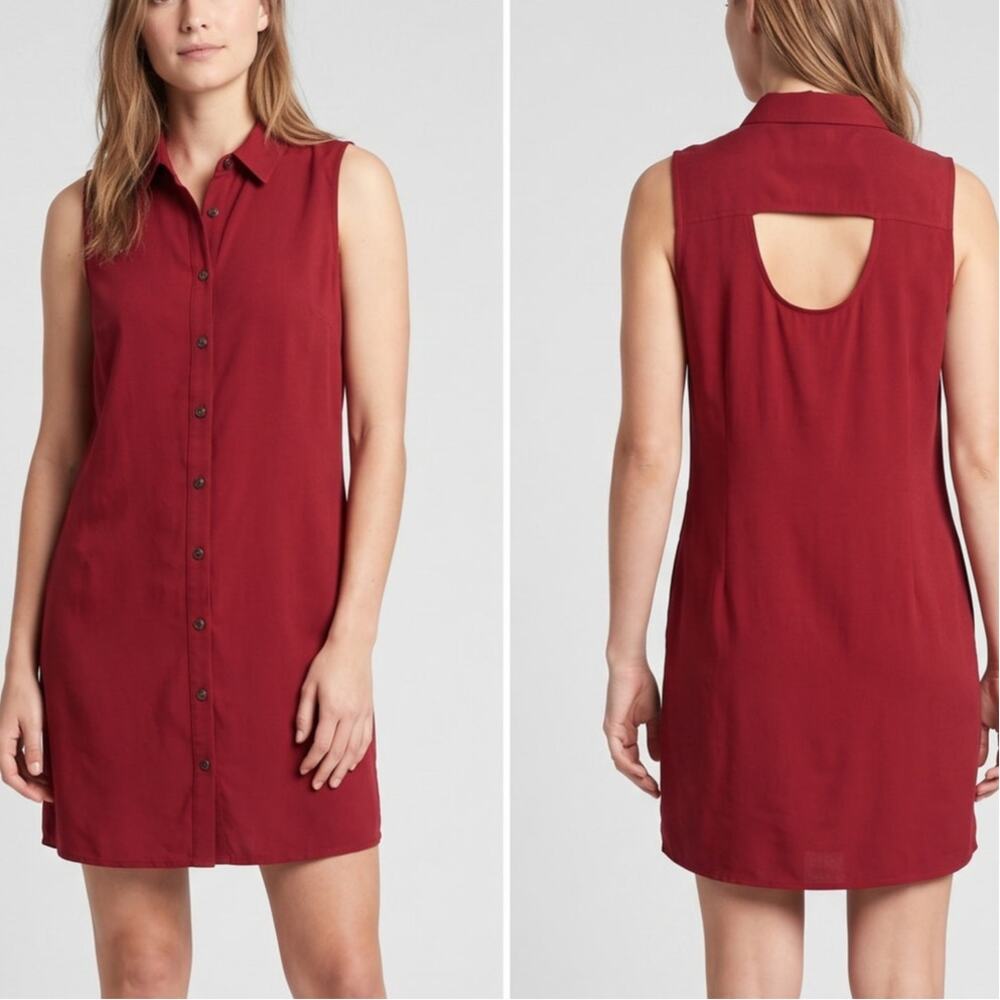 Maurices Large Red Button Front Sleeveless Dress Button Up 100% Rayon